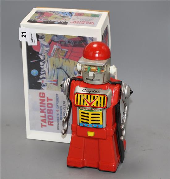 A Yonezawa (Japan) battery-operated Talking Robot (replacement box), robot 26cm